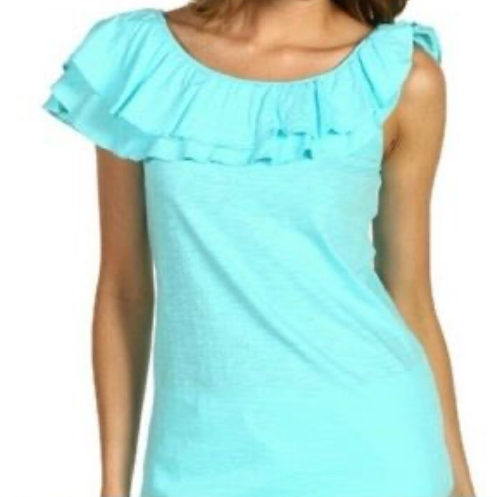 Lilly Pulitzer One-Shoulder Ruffle Tank Top